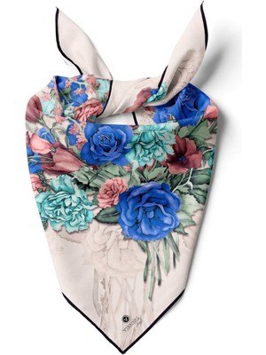 Vissona %100 Ipek Kadın Desenli Bandana 80X80
