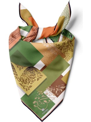 Vissona %100 Ipek Kadın Desenli Bandana 80X80