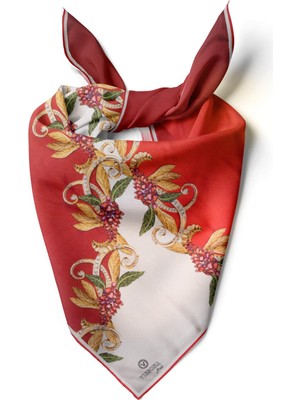 Vissona %100 Ipek Kadın Desenli Bandana 80X80