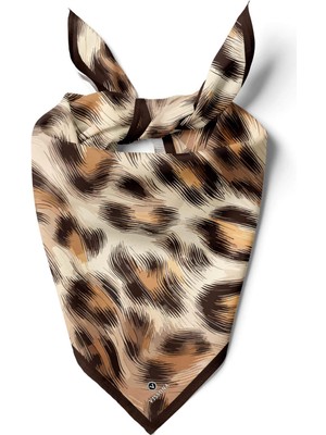 Vissona I75 %100 Ipek Leopar Desenli Kadın Bandana