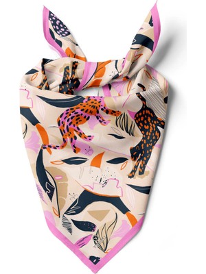 Vissona Saten Ipek Kaplan Desenli Kadın Bandana