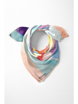 Vissona %100 Ipek Kadın Desenli Bandana 80X80