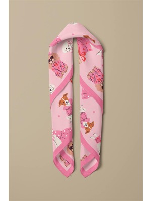Vissona %100 Ipek Süslü Köpek Desenli Kadın Bandana