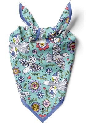 Vissona %100 Ipek Kuş Desenli Kadın Bandana