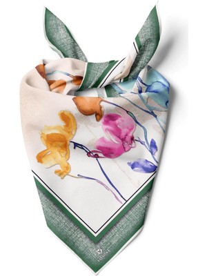 Vissona %100 Ipek Kadın Desenli Bandana 80X80
