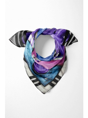 Vissona %100 Ipek Kadın Desenli Bandana 80X80