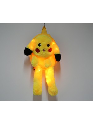 Hediye Bahçesi Peluş Işıklı Oynar Kulaklı Pikachu Sırt Çantası