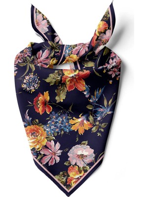 Vissona Çiçek Desenli Ipek Bandana