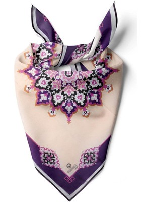 Vissona %100 Ipek Kadın Desenli Bandana 80X80