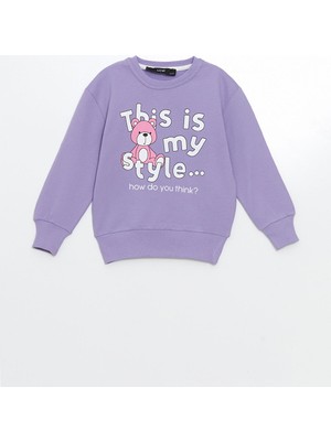 Lc Waikiki Yeni Sezon Bisiklet Yaka Baskılı Kız Bebek Sweatshirt