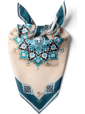 Vissona %100 Ipek Kadın Desenli Bandana 80X80