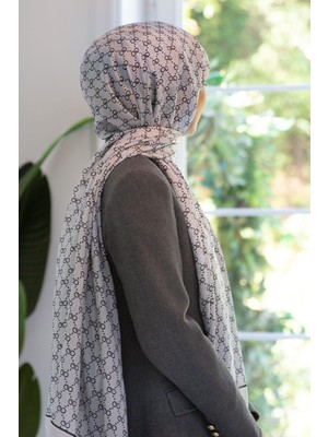 Vissona %100 Ipek Minik Motif Desenli Gri Renkli 92X210 Şal