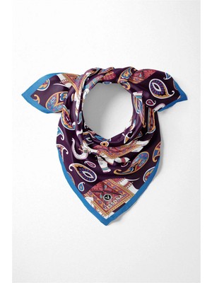 Vissona 100% Silk Headscarf For Women - 22"x 22" Inch Hair Scarf Elephant Pattern Silk Headscarf Bandanas Square Silk