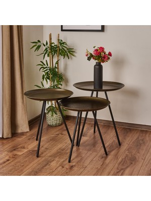 He Global Triport Zigon Sehpa - Pirinç - 55X46X46 cm