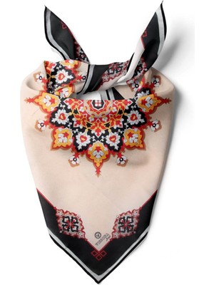 Vissona %100 Ipek Kadın Desenli Bandana 80X80