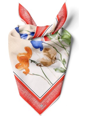 Vissona %100 Ipek Kadın Desenli Bandana 80X80