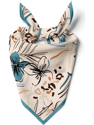 Vissona Saten Ipek Çiçek Desenli Kadın Bandana