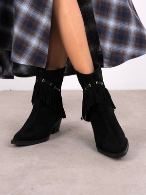Ece'nin Butiği Puchi Siyah Süet Hakiki Deri Kadın Bot