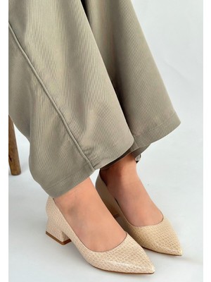 Shoegar Meort Bej Rugan Topuklu Ayakkabı