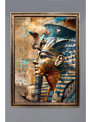 Dolce Mariee Antik Mısır Desenli Dijital Baskılı Kadife Kumaş Çerçeveli Tablo TBL0055