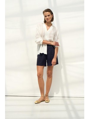 Nauve Lacivert Keten Şort
