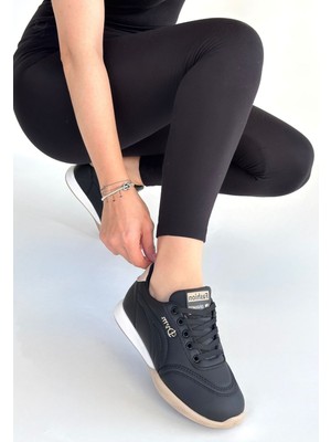 Shoegar Tawen Siyah Cilt Bej Tabanlı Bağcıklı Spor Ayakkabı