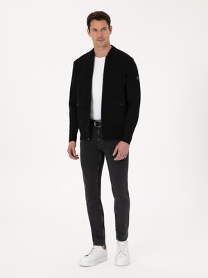 Cacharel Siyah Slim Fit Yün Karışımlı Tam Fermuarlı Triko Hırka 50310564 VR046