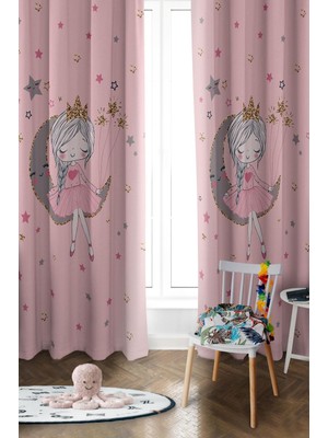 Dolce Mariee Parlak Saten Mikro Kumaş Çift Kanat Çocuk Odası Fon Perde Takımı PRD0041