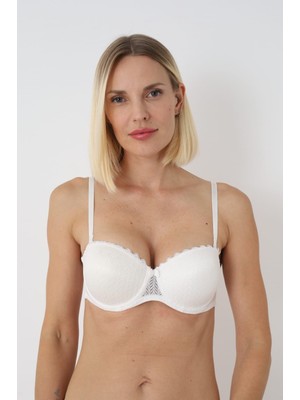 Modellife Beyaz Askılı Dantelli Destekli Sütyen