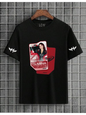 Lovver Manifest Amatör Şarkı  Mina Özel Tasarım Premium Baskı Nefes Alan Kumaş Pamuklu Siyah Tişört