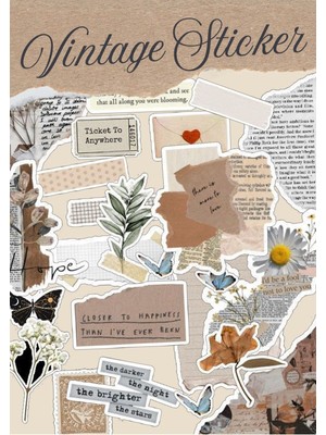 One Little Happiness Vintage Sticker Seti / Bullet Journal Sticker / Defter / Çıkartma / Scrapbook