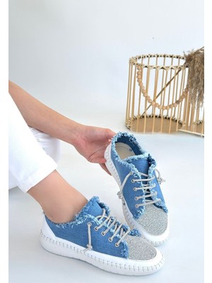 Shoegar Enber Mavi Kot Bağcıklı Spor Ayakkabı