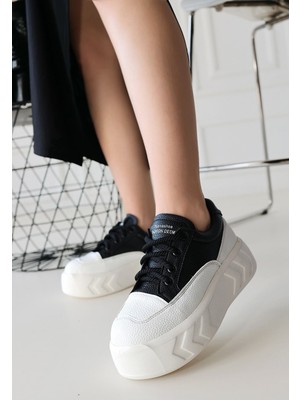 Shoegar Emwa Siyah Cilt Bağcıklı Spor Ayakkabı