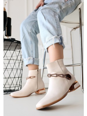 Shoegar Roxani Bej Cilt Topuklu Bot