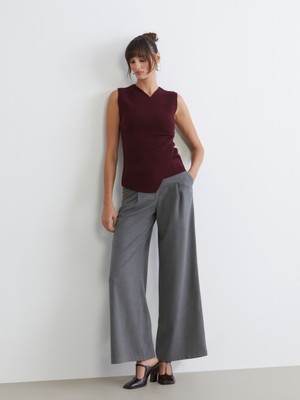 Soulife Loose Fit Geniş Paça Kadın Pileli Pantolon