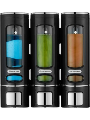 Vadi 3 Adet Siyah 400ML Manuel Şampuan Sıvı Banyo Mutfak Lavabo Oteller El Dezenfektanı Sabunluk H-52