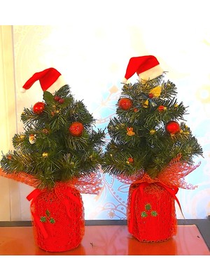 Empressco Mini Yeşil Yılbaşı Ağacı, Süslü ve Şık Dekoratif Süsler ile Parlak Tatil Atmosferi