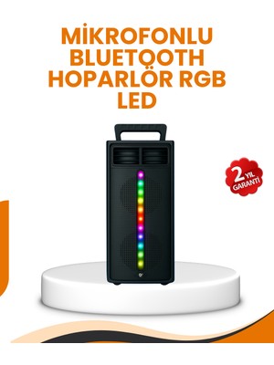 Tgzm Bluetooth Işıklı Hoparlör – 2X5W Güç | USB + Tf Kart + Fm Radyo | Siyah Renk - TG0012-2RG74