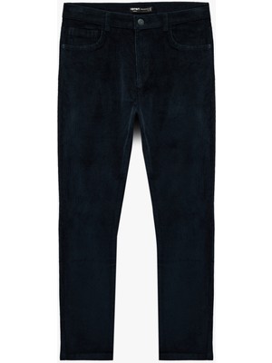 Koton Pamuklu Normal Bel Cepli Fitilli Kadife Pantolon