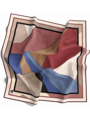 Violla Twill Geometrik Desenli Gül Kurusu Renkli 90X90 Eşarp (Ipek Içermez) Kenar Dikiş Şekli El Dikişli