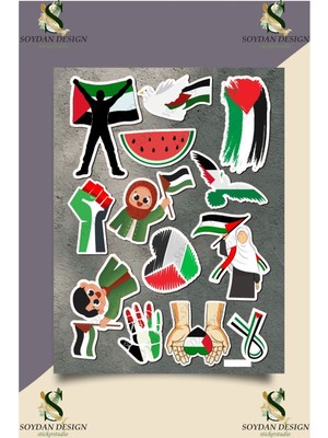 One Little Happiness Filistin Gazze Kudüs Hamas Sticker Seti  Etiket Laptop Notebook Tablet Telefon