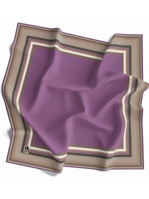 Violla Twill Bordür Desenli Lila Renkli 90X90 Eşarp (Ipek Içermez) Kenar Dikiş Şekli El Dikişli