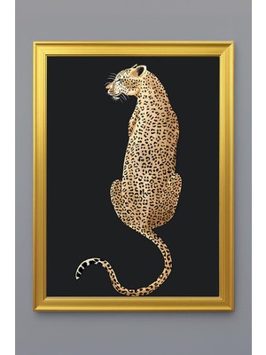 Dolce Mariee Leopar Figürlü Dijital Baskılı Kadife Kumaş Çerçeveli Tablo TBL0035