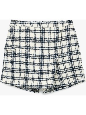 Koton Yüksek Bel Ekoseli Şort Etek