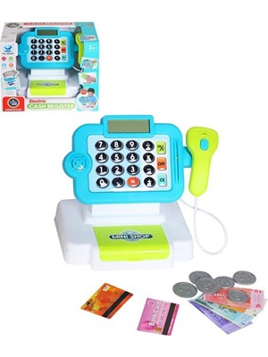 Scntoys Sesli ve Işıklı Dokunmatik Yazarkasa Mavi Barkod Okuyuculu Oyuncak Yazar Kasa Eğitici Oyun Seti