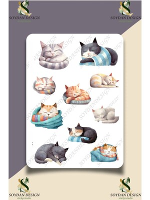 One Little Happiness Cats Kedi Cute  Çocuk Temalı Sticker Seti  Etiket Laptop Notebook Tablet Telefon