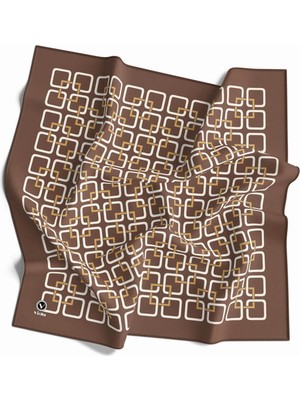 Violla Twill Geometrik Desenli Bakır Renkli 90X90 Eşarp (Ipek Içermez) Kenar Dikiş Şekli El Dikişli