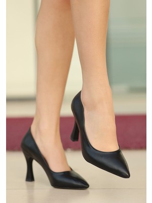 Shoegar Ulba Siyah Cilt Stiletto Ayakkabı