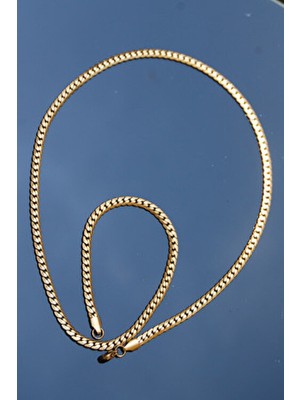 Rua Jewelry Çelik Gurmet Ezme Desenli Kolye 5 mm Altın Renk | Kararmaz , Unisex , 2 Yıl Garantili