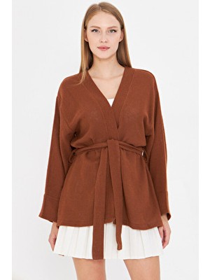 Armonika Kadın Kahve Kemerli Kimono ARM-25Y001073